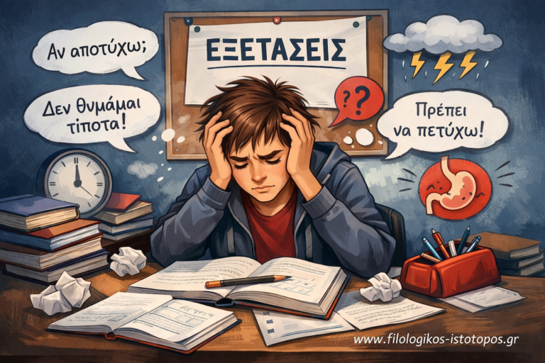 Νεοελληνική Γλώσσα & Λογοτεχνία Α´ Λυκείου:Το άγχος των σχολικών εξετάσεων  (Κριτήριο Αξιολόγησης)