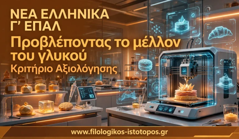 Νέα Ελληνικά Γ´ ΕΠΑΛ: Προβλέποντας το μέλλον του γλυκού (Κριτήριο αξιολόγησης)