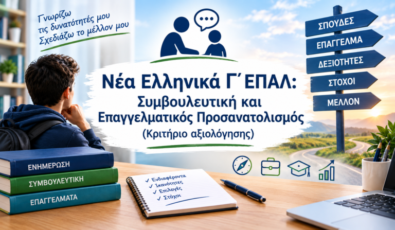Νέα Ελληνικά Γ´ ΕΠΑΛ: Συμβουλευτική και Επαγγελματικός Προσανατολισμός (Κριτήριο αξιολόγησης)